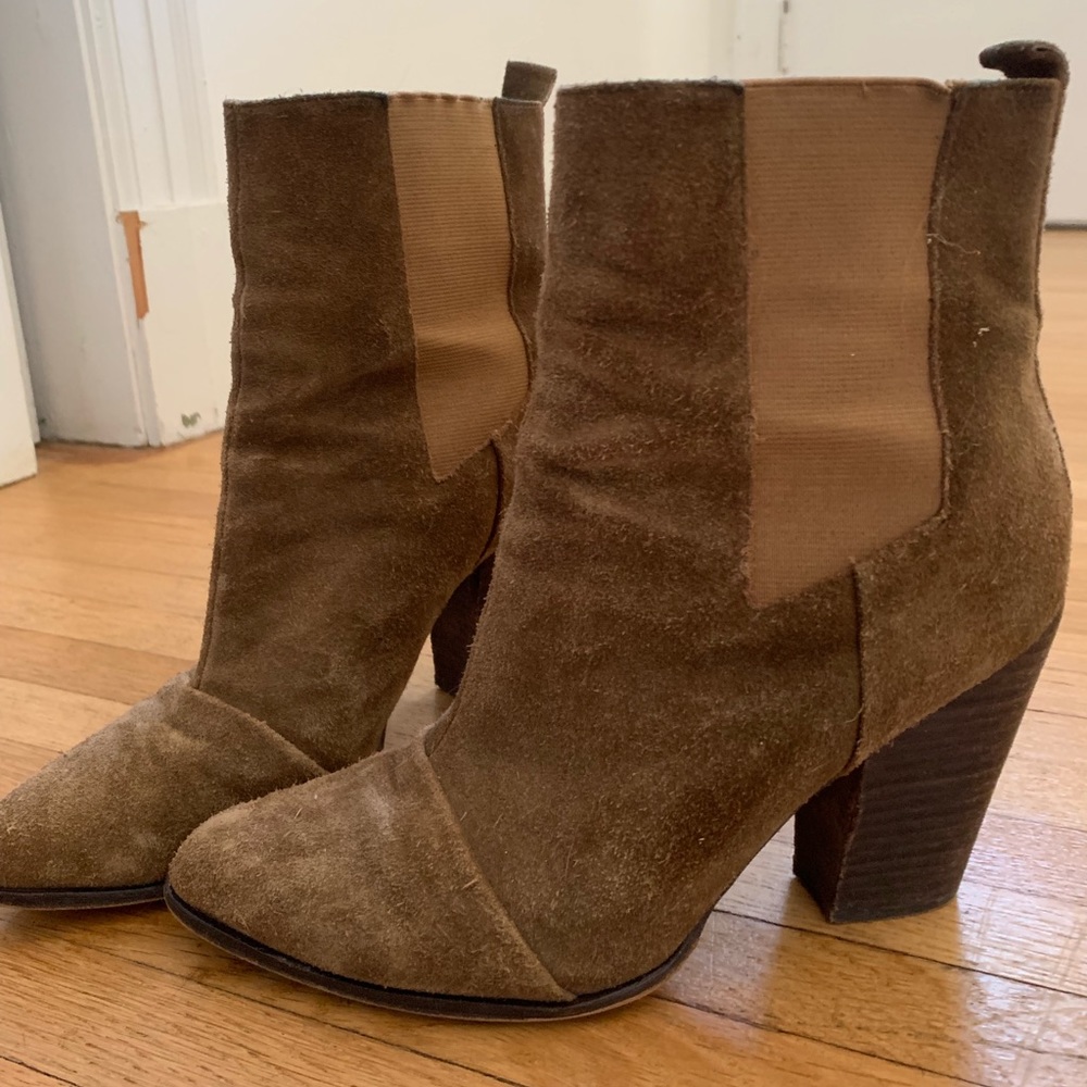 Suede stacked booties